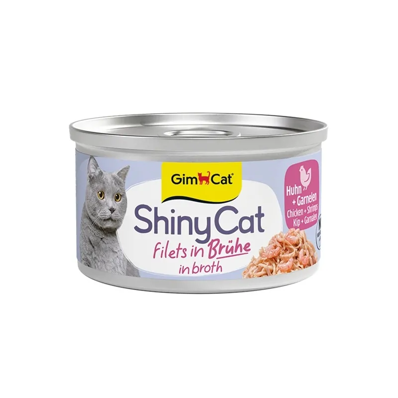 GimCat - ShinyCat Filet in Brühe Hühnchen mit Garnelen 70 g