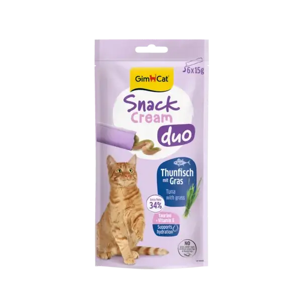 GimCat Snack Cream Duo Thunfisch mit Gras 6 x 15g