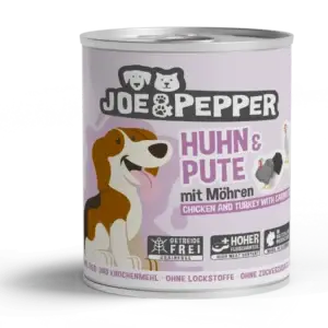 Joe & Pepper Dog - Huhn & Pute mit Möhren - 800g