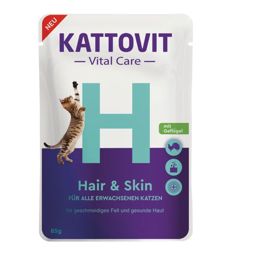Kattovit Vital Care Hair & Skin mit Geflügel 85 g Frischebeutel