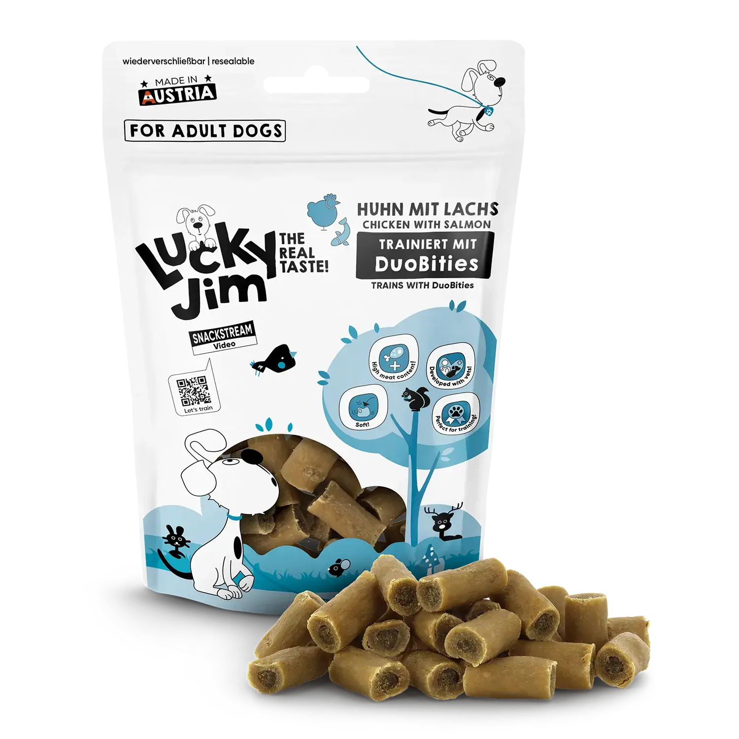Lucky Jim® DuoBities Huhn mit Lachs 70g – Bild 2