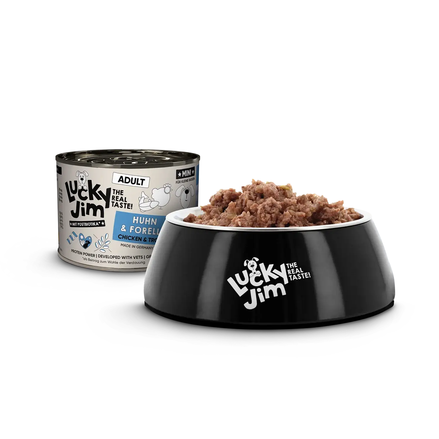 Lucky Jim® Mini Adult Huhn & Forelle - Dose – Bild 5