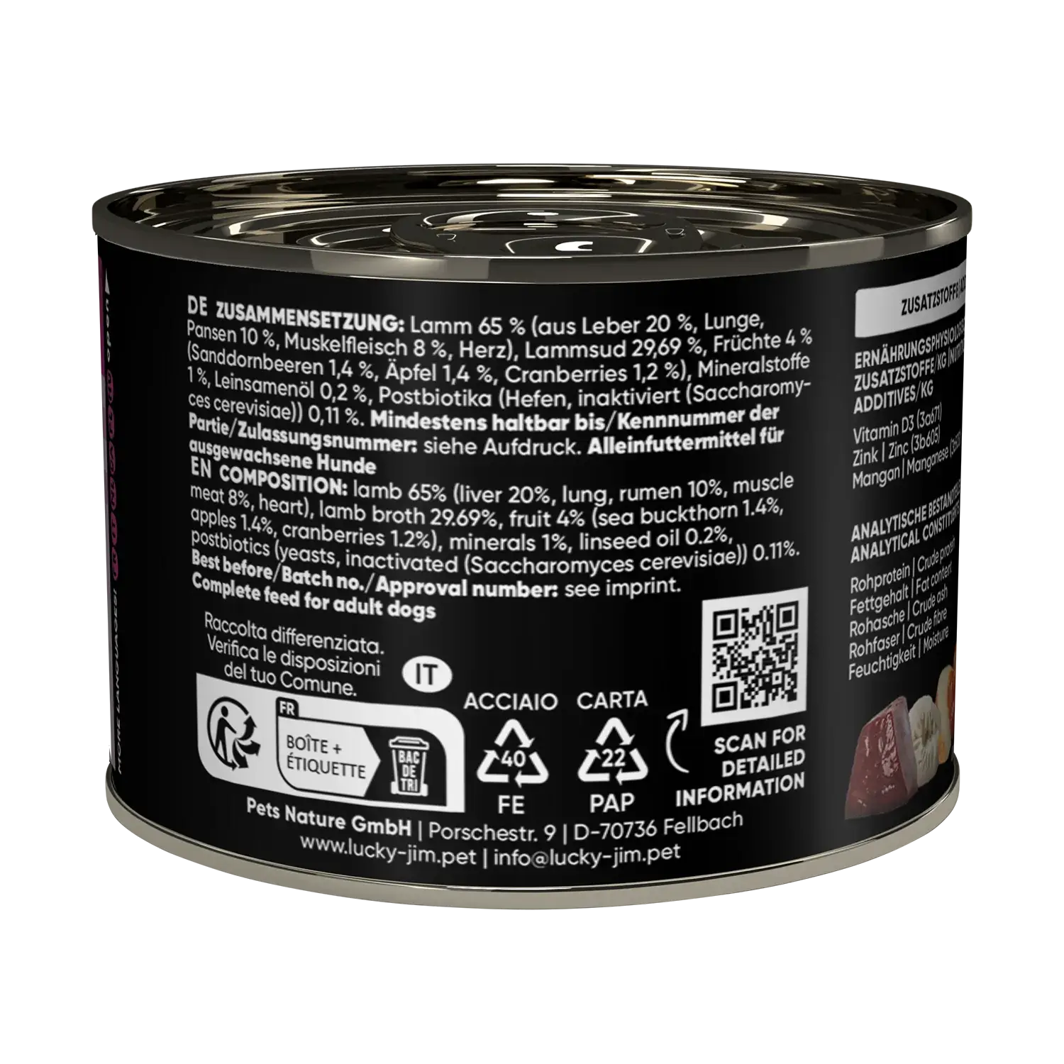 Lucky Jim® Mini Mono Lamm 200g - Dose – Bild 2
