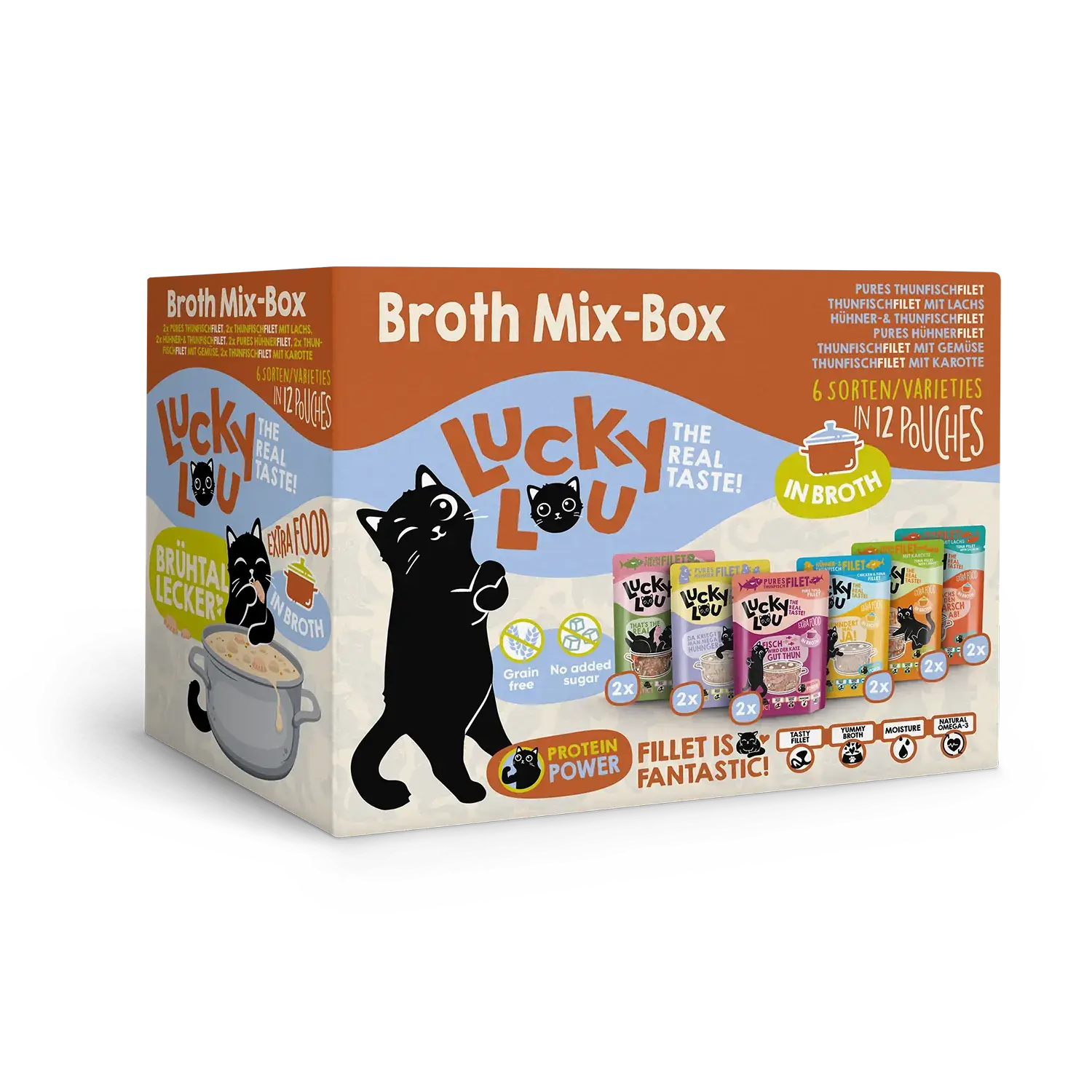 Lucky Lou Extra Food Broth-Mix-Box 12 x 70g Pouch