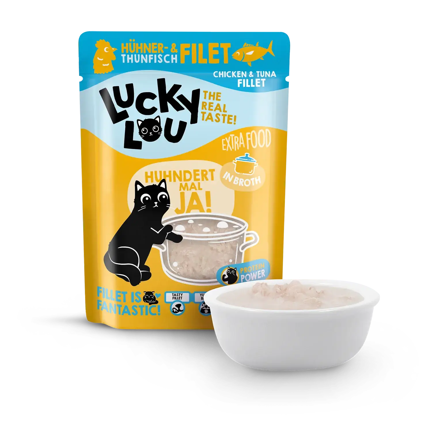 Lucky Lou Extra Food Hühner- & Thunfischfilet in Sud 70g Pouch – Bild 2
