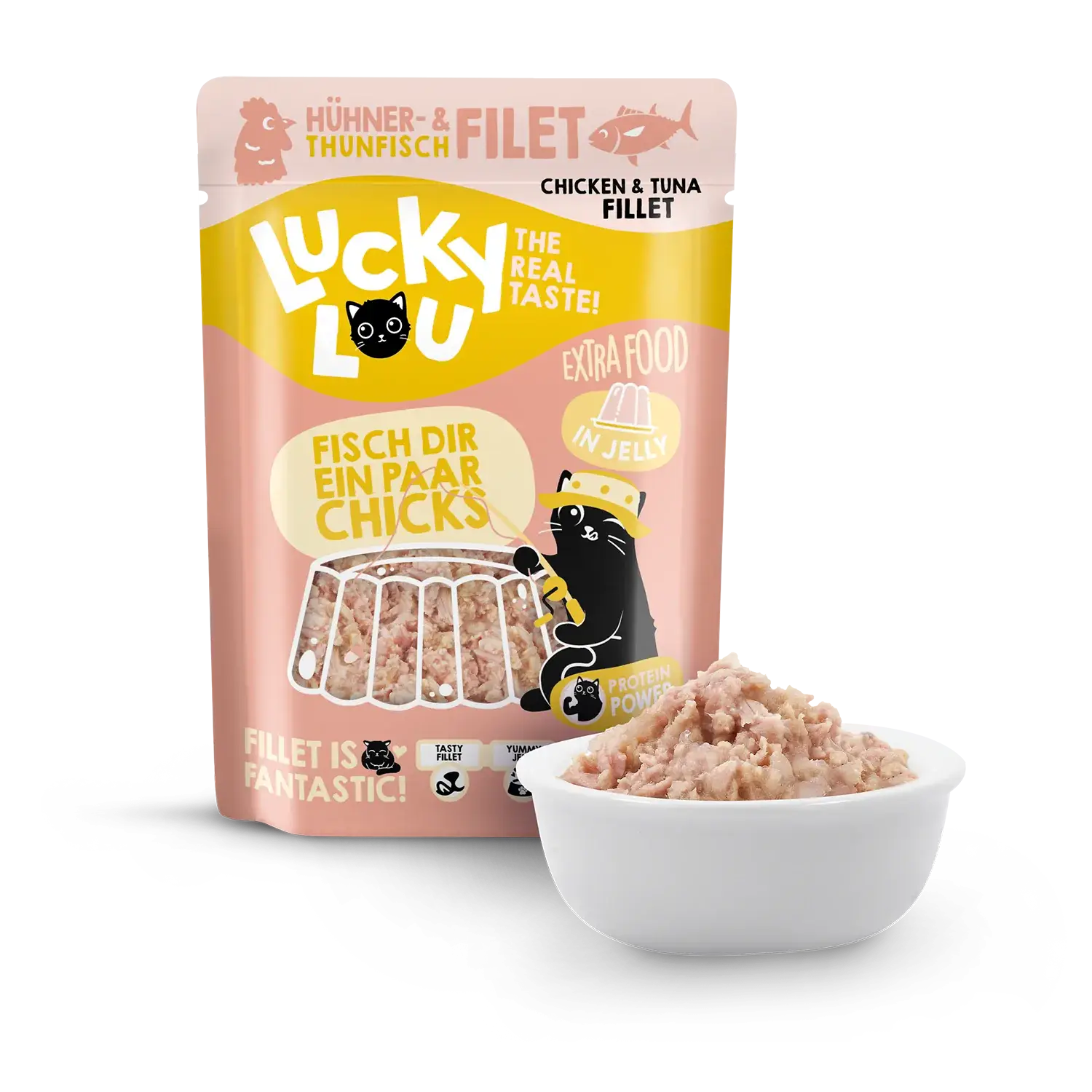 Lucky Lou Extra Food Thunfisch-& Hühnerfilet mit Gelee 70g Pouch – Bild 2