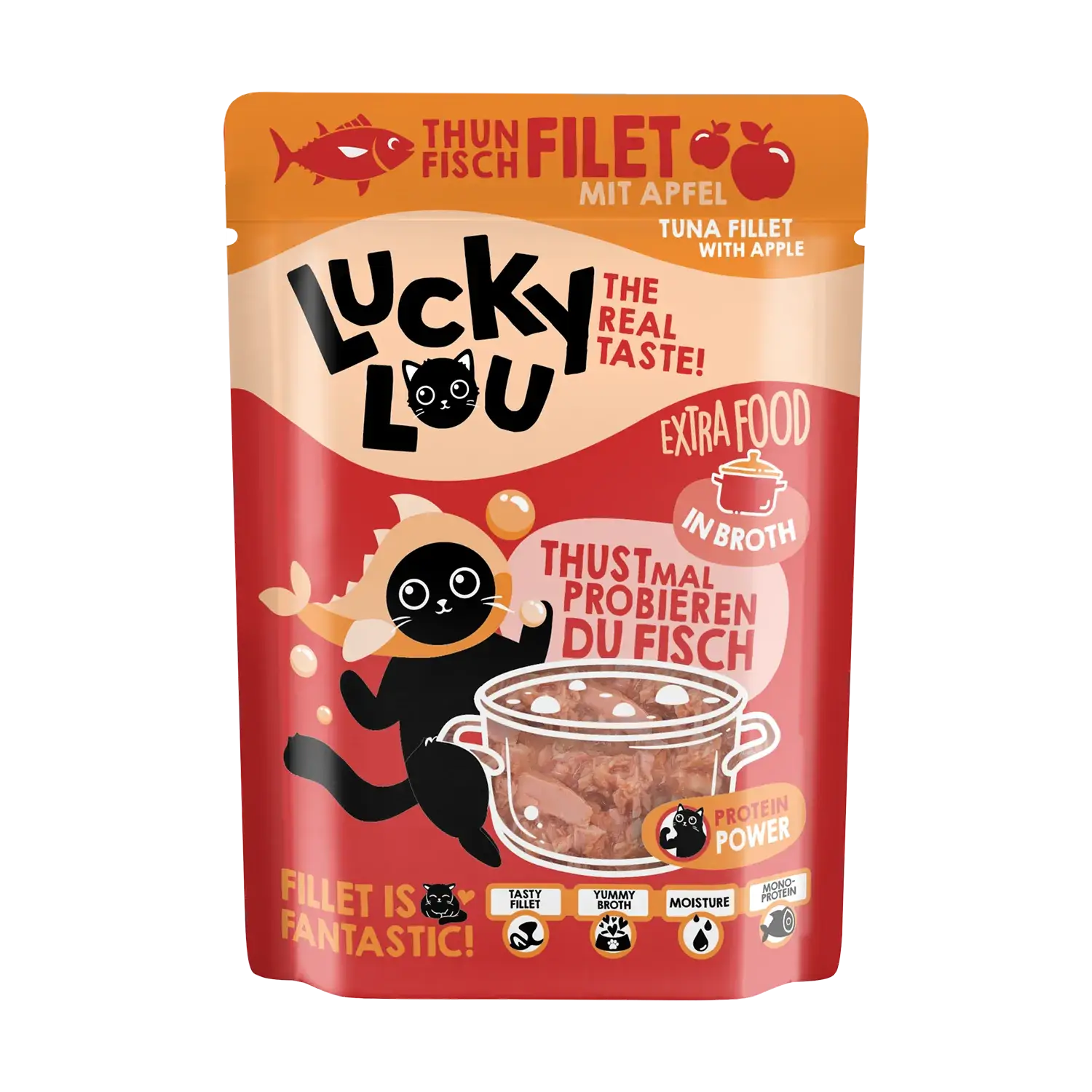 Lucky Lou Extra Food Thunfisch mit Apfel in Sud 70g Pouch