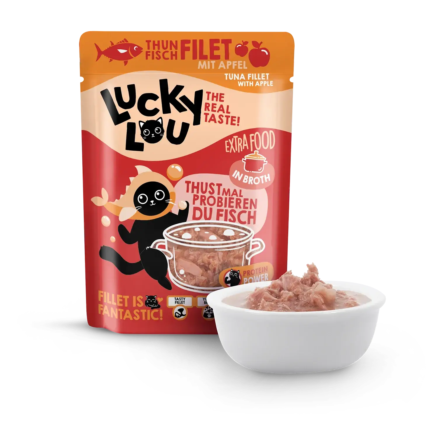 Lucky Lou Extra Food Thunfisch mit Apfel in Sud 70g Pouch – Bild 2