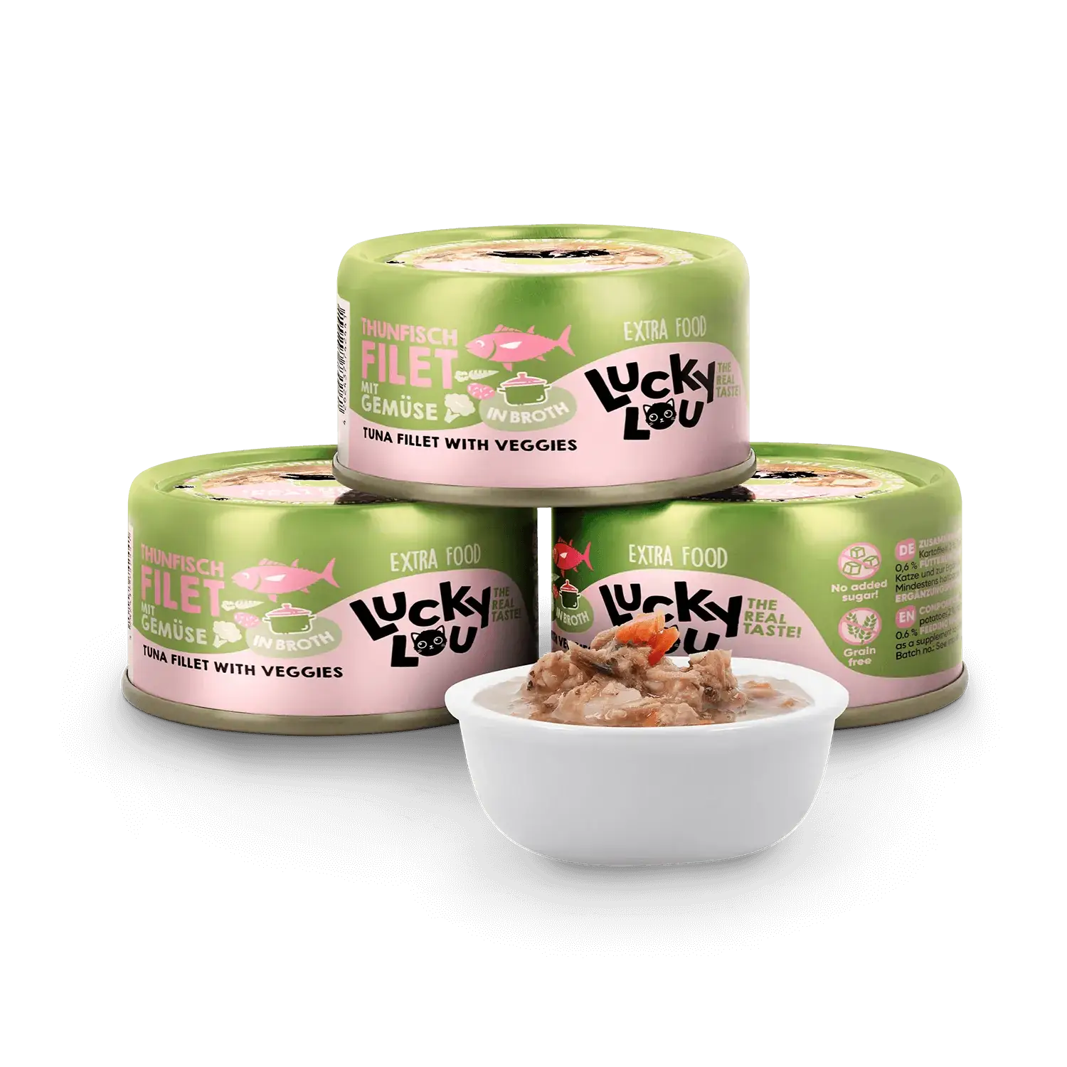 Lucky Lou Extra Food Thunfisch mit Gemüse in Sud 70g Dose – Bild 5