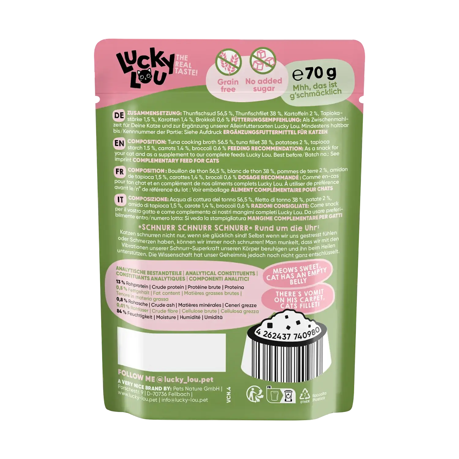Lucky Lou Extra Food Thunfisch mit Gemüse in Sud 70g Pouch – Bild 3