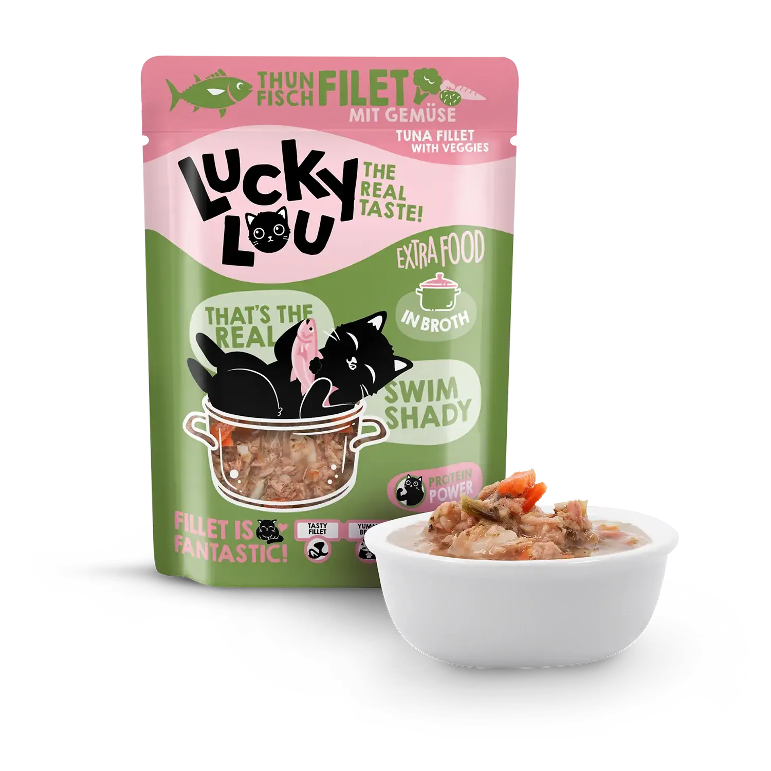 Lucky Lou Extra Food Thunfisch mit Gemüse in Sud 70g Pouch – Bild 2