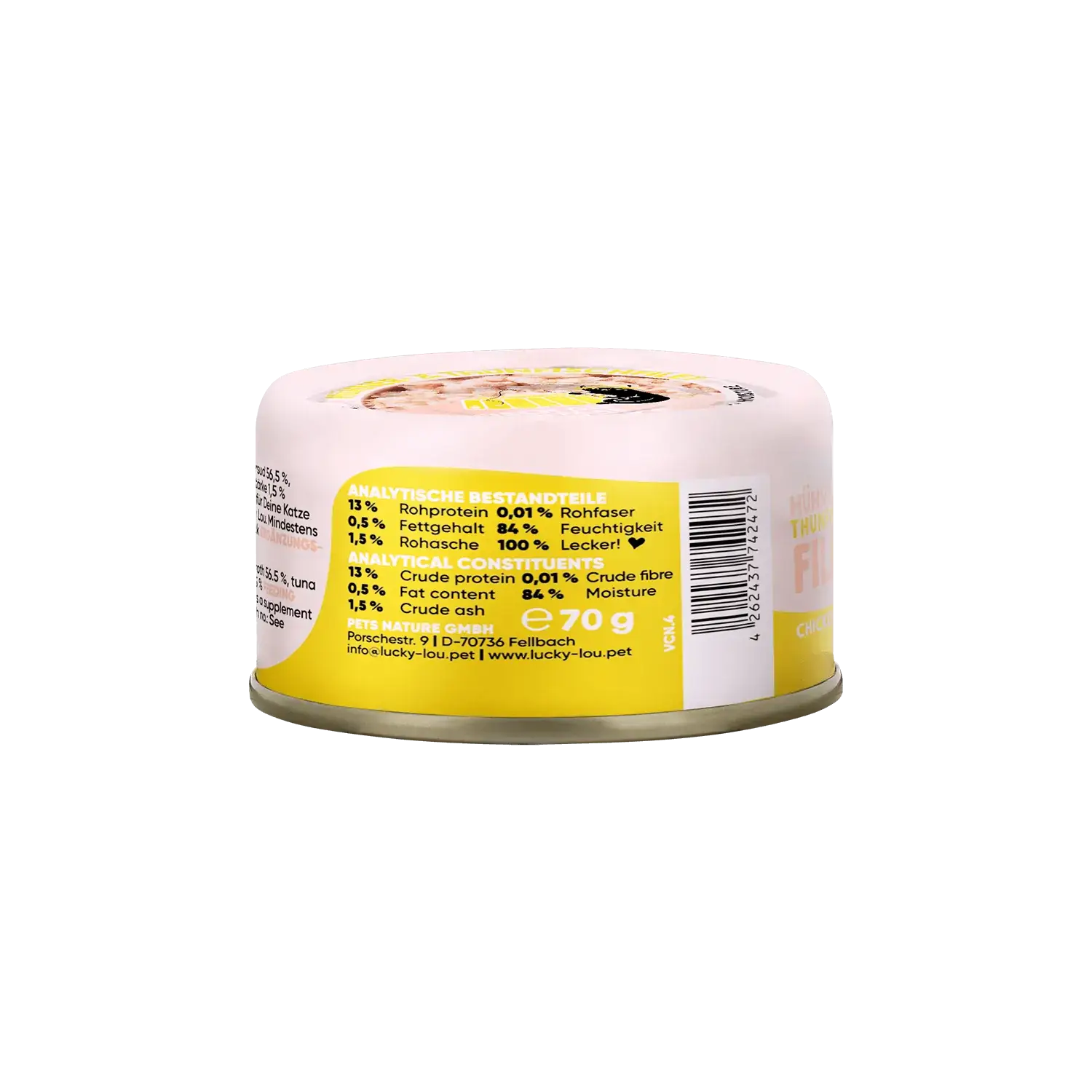 Lucky Lou Extrafood Thunfisch- & Hühnerfilet in Gelee 70g Dose – Bild 5