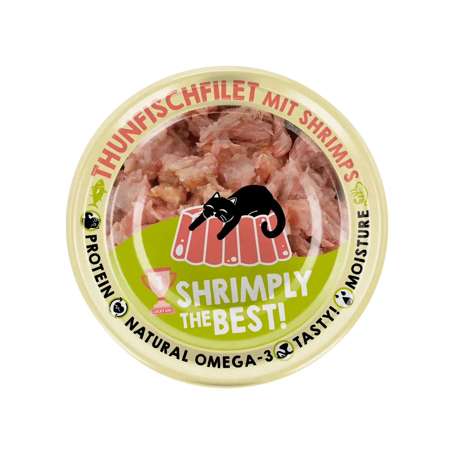 Lucky Lou Extrafood Thunfisch & Shrimps in Gelee 70g Dose – Bild 3