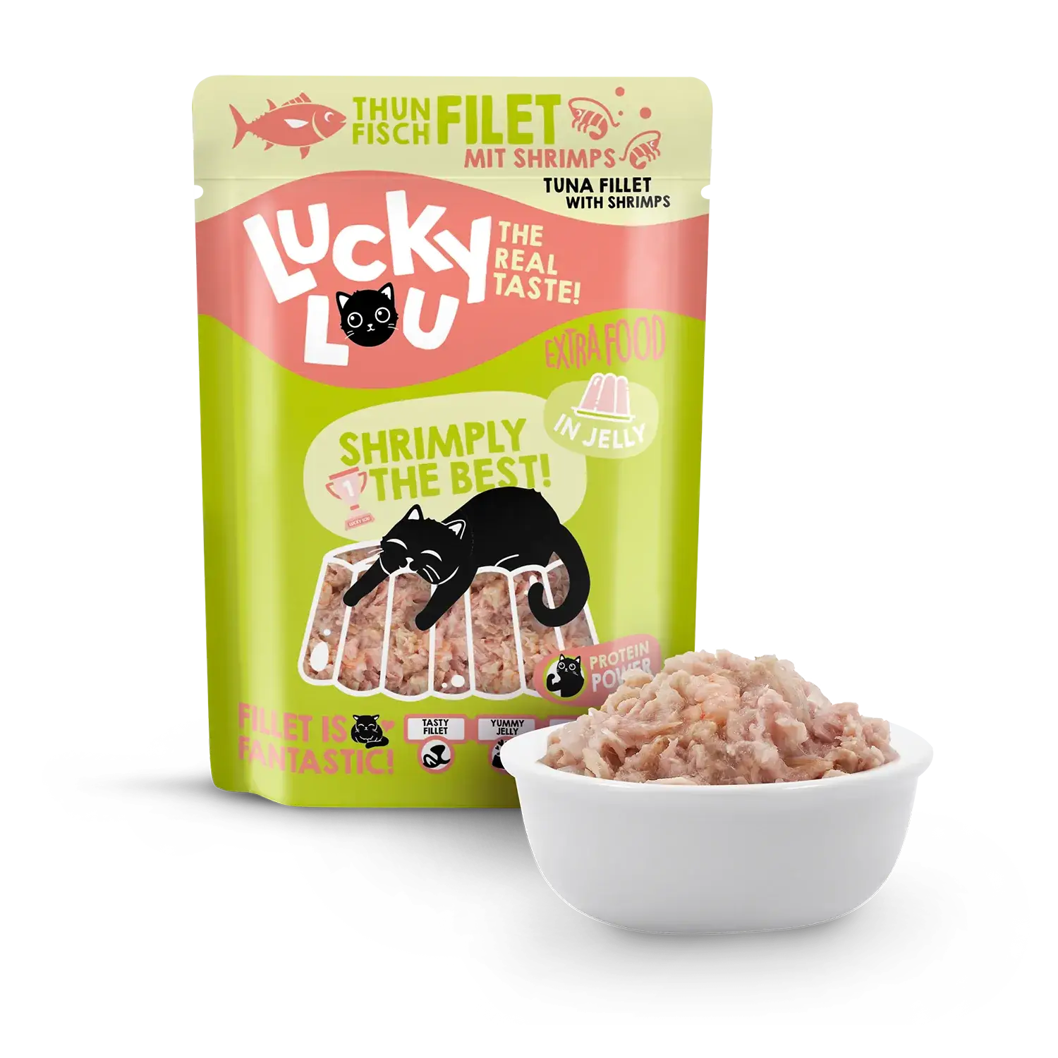 Lucky Lou Extrafood Thunfisch & Shrimps in Gelee 70g Pouch – Bild 2