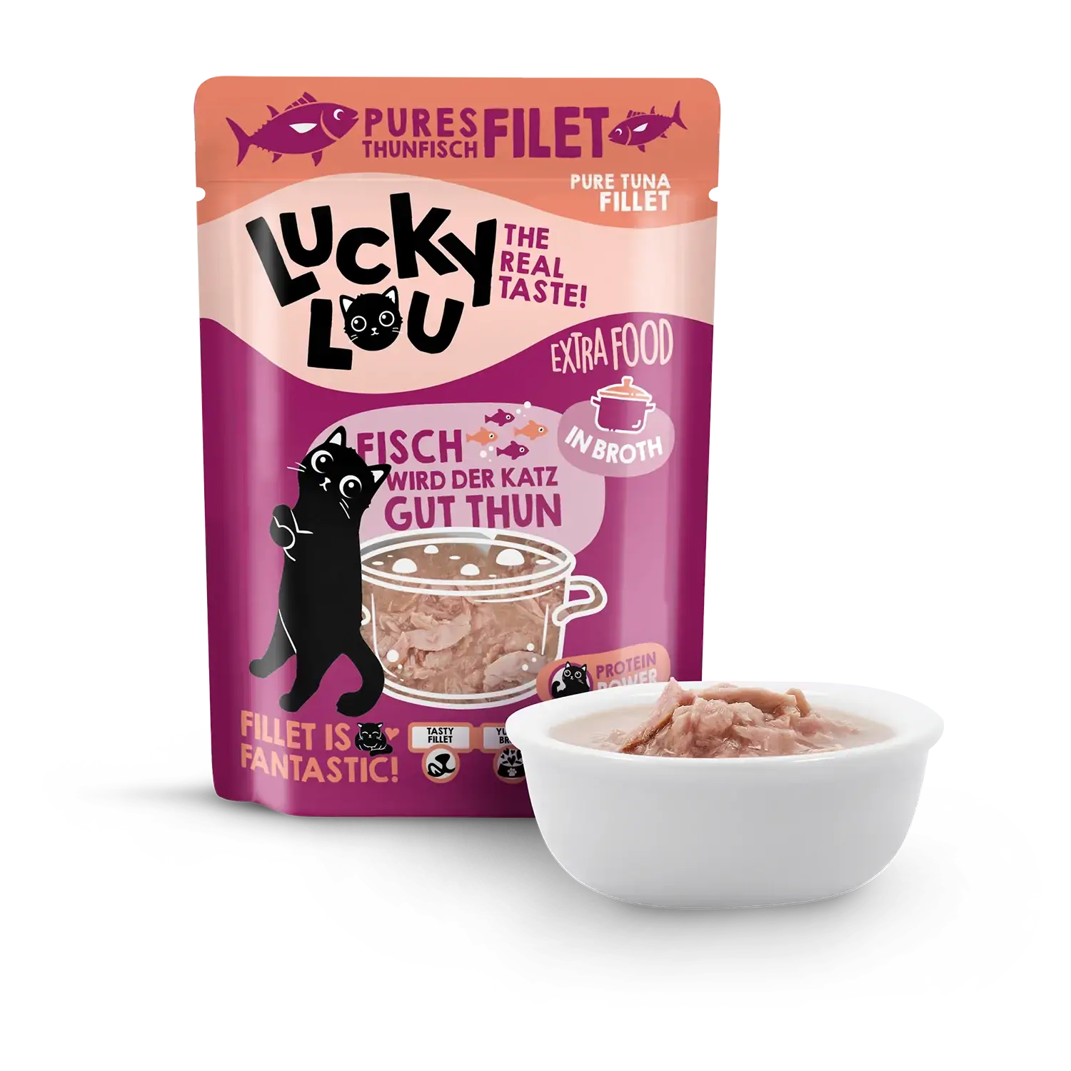 Lucky Lou Extrafood Thunfischfilet in Sud 70g Pouch – Bild 2