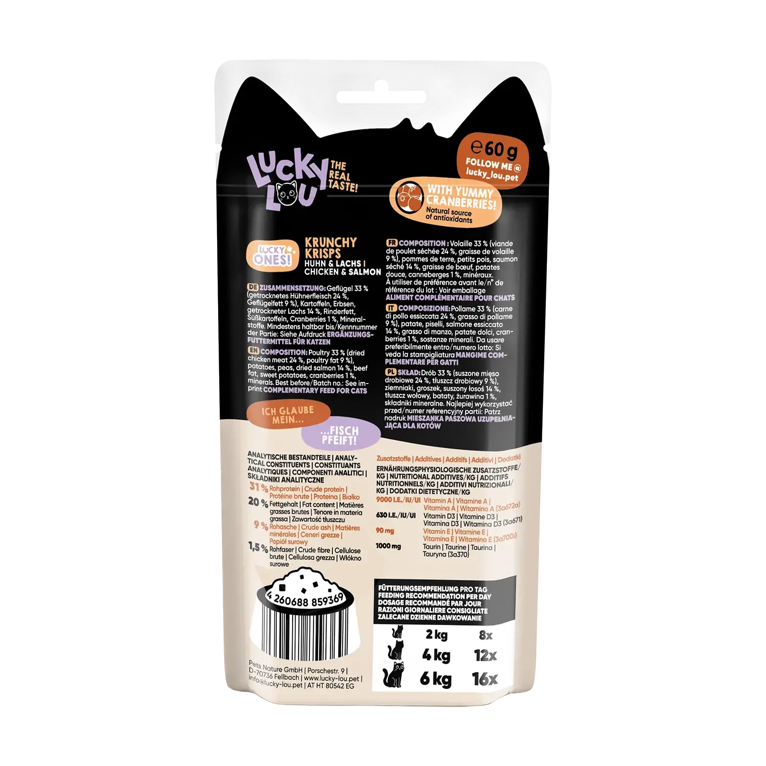 Lucky Lou Krunchy Krisps Huhn & Lachs 60g – Bild 3