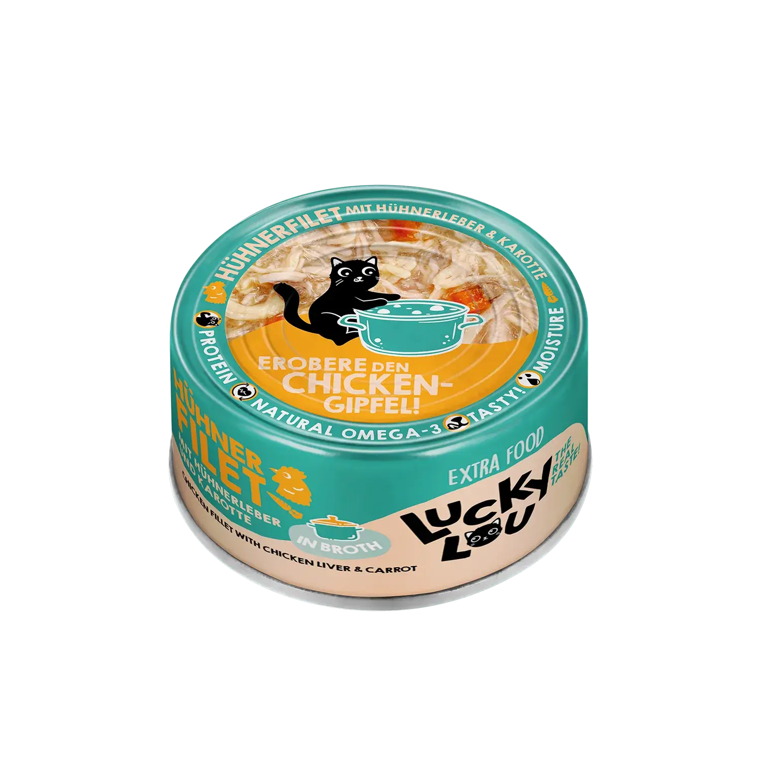 Lucky Lou® EXTRA FOOD Hühnerfilet mit Hühnerleber & Karotten in Broth 70g Pouch – Bild 4