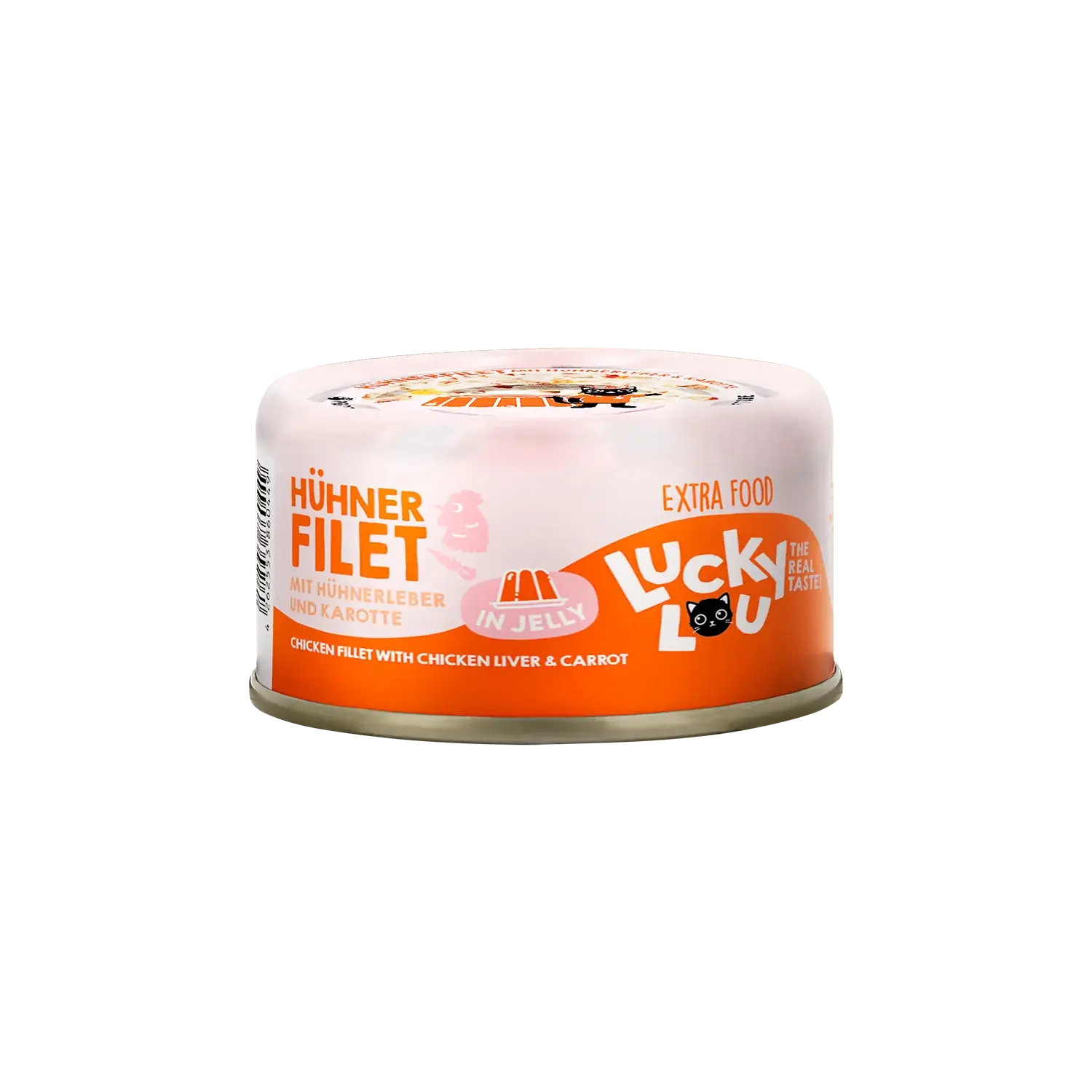 Lucky Lou® EXTRA FOOD Hühnerfilet mit Hühnerleber & Karotten in Jelly 70g Dose