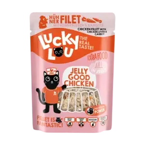 Lucky Lou® EXTRA FOOD Hühnerfilet mit Hühnerleber & Karotten in Jelly 70g Pouch