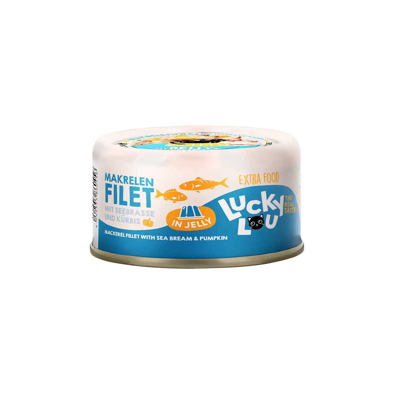 Lucky Lou® EXTRA FOOD Makrelenfilet mit Seebrasse & Kürbis in Jelly 70g Dose