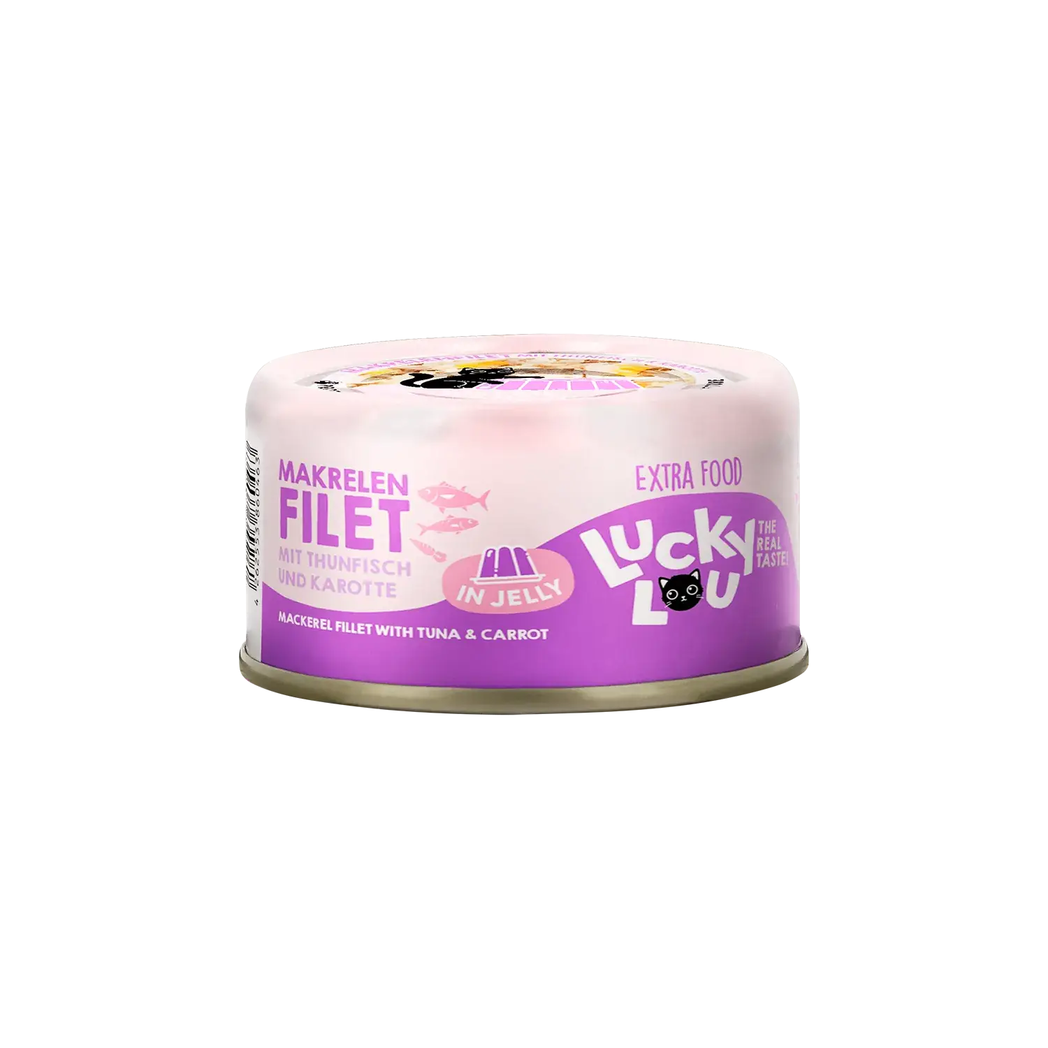 Lucky Lou® EXTRA FOOD Makrelenfilet mit Thunfisch & Karotte in Jelly 70g Dose