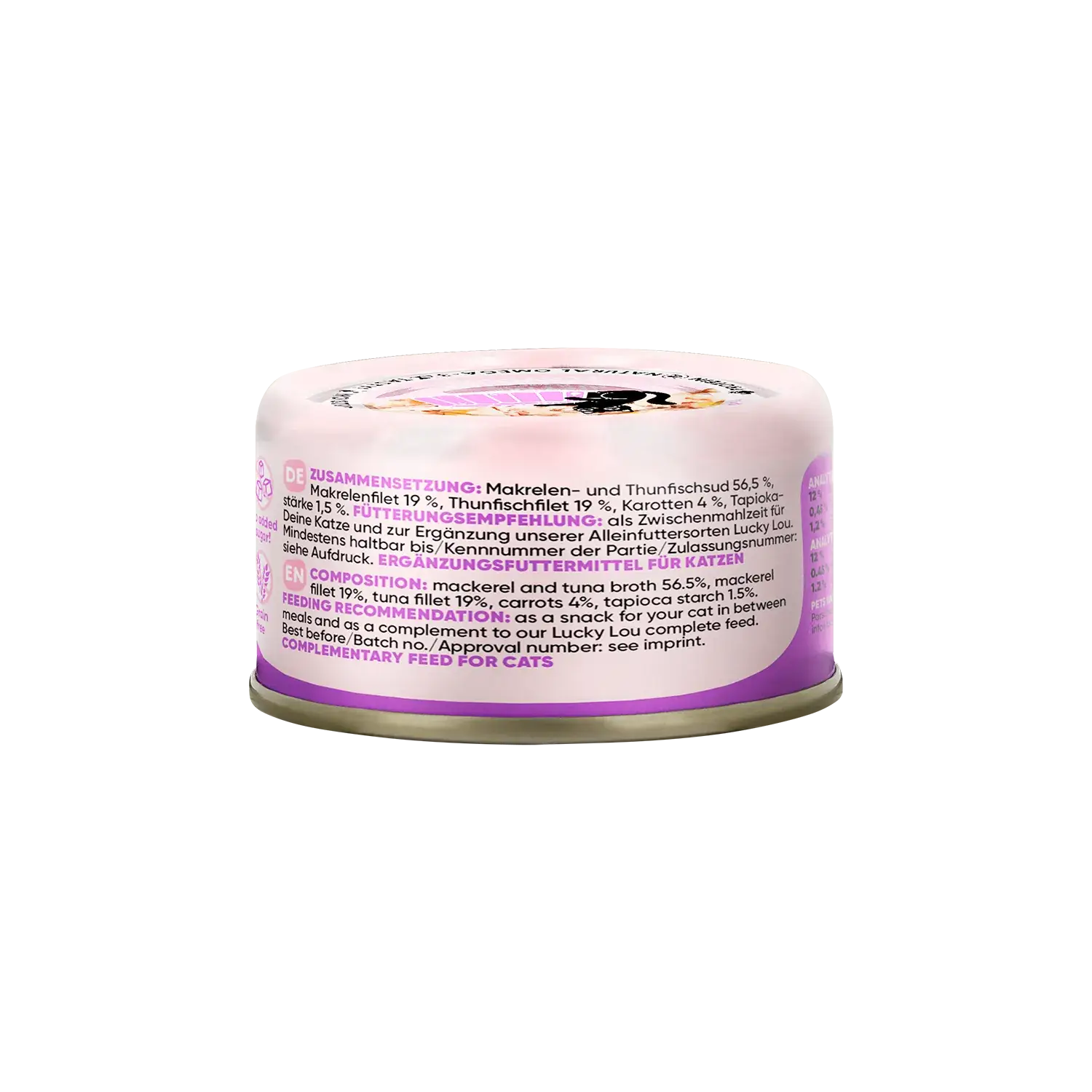 Lucky Lou® EXTRA FOOD Makrelenfilet mit Thunfisch & Karotte in Jelly 70g Dose – Bild 3