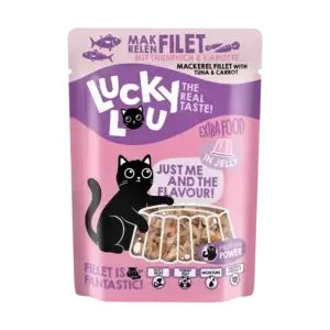 Lucky Lou® EXTRA FOOD Makrelenfilet mit Thunfisch & Karotte in Jelly 70g Pouch