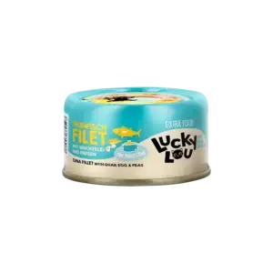 Lucky Lou® EXTRA FOOD Thunfischfilet mit Wachtelei & Erbsen in Broth 70g Dose