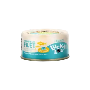 Lucky Lou® EXTRA FOOD Thunfischfilet mit Wachtelei & Erbsen in Jelly 70g Dose