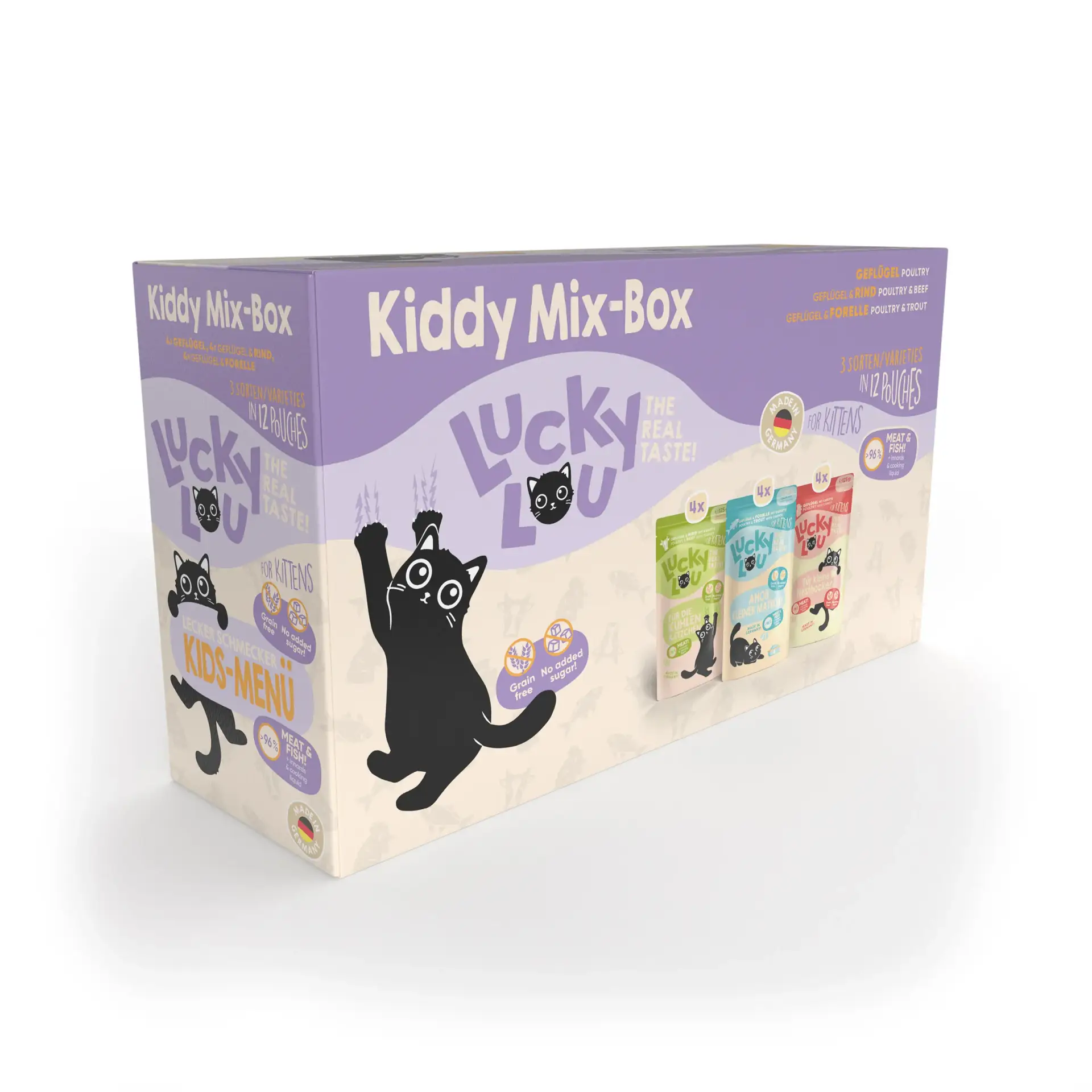 Lucky Lou® Lifestage Kitten Kiddy Mix-Box 12er-Pack 1,5kg