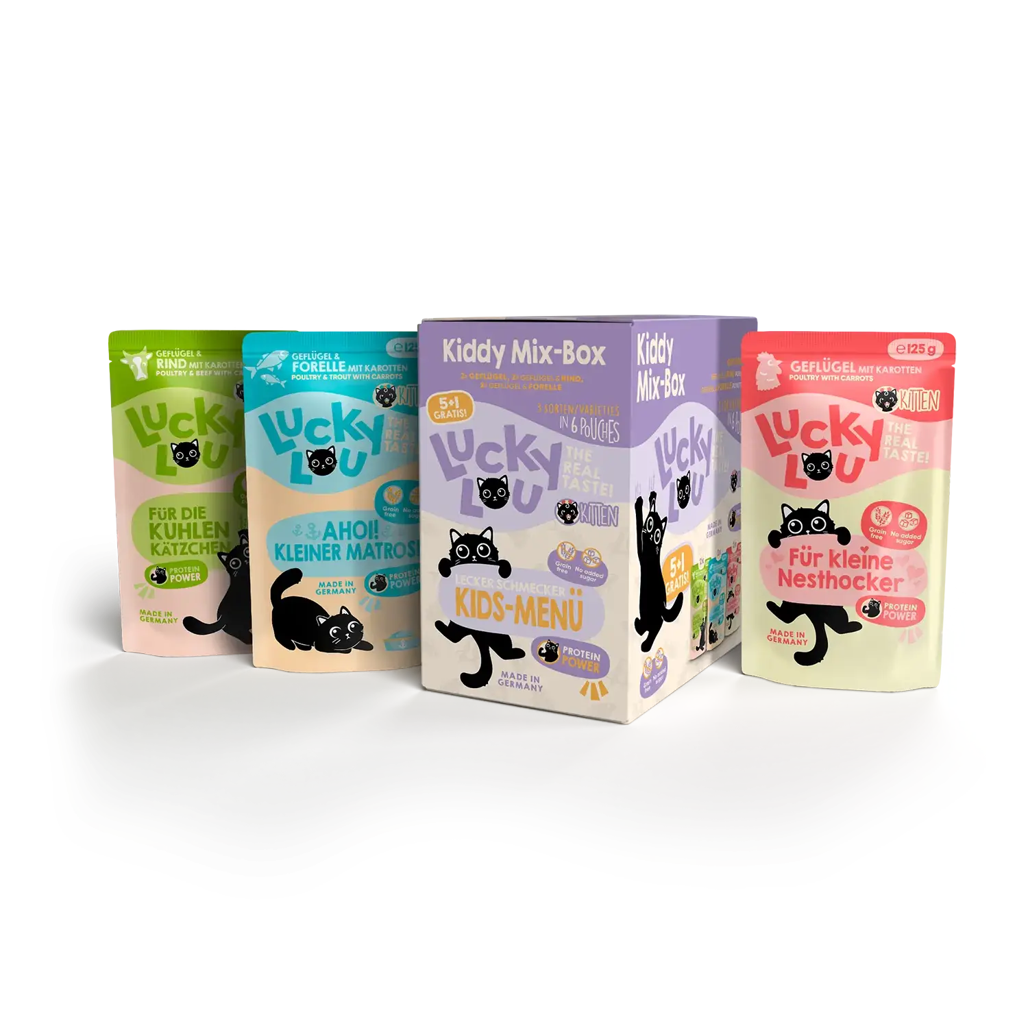Lucky Lou® Lifestage Kitten Kiddy Mix-Box 12er-Pack 1,5kg – Bild 2