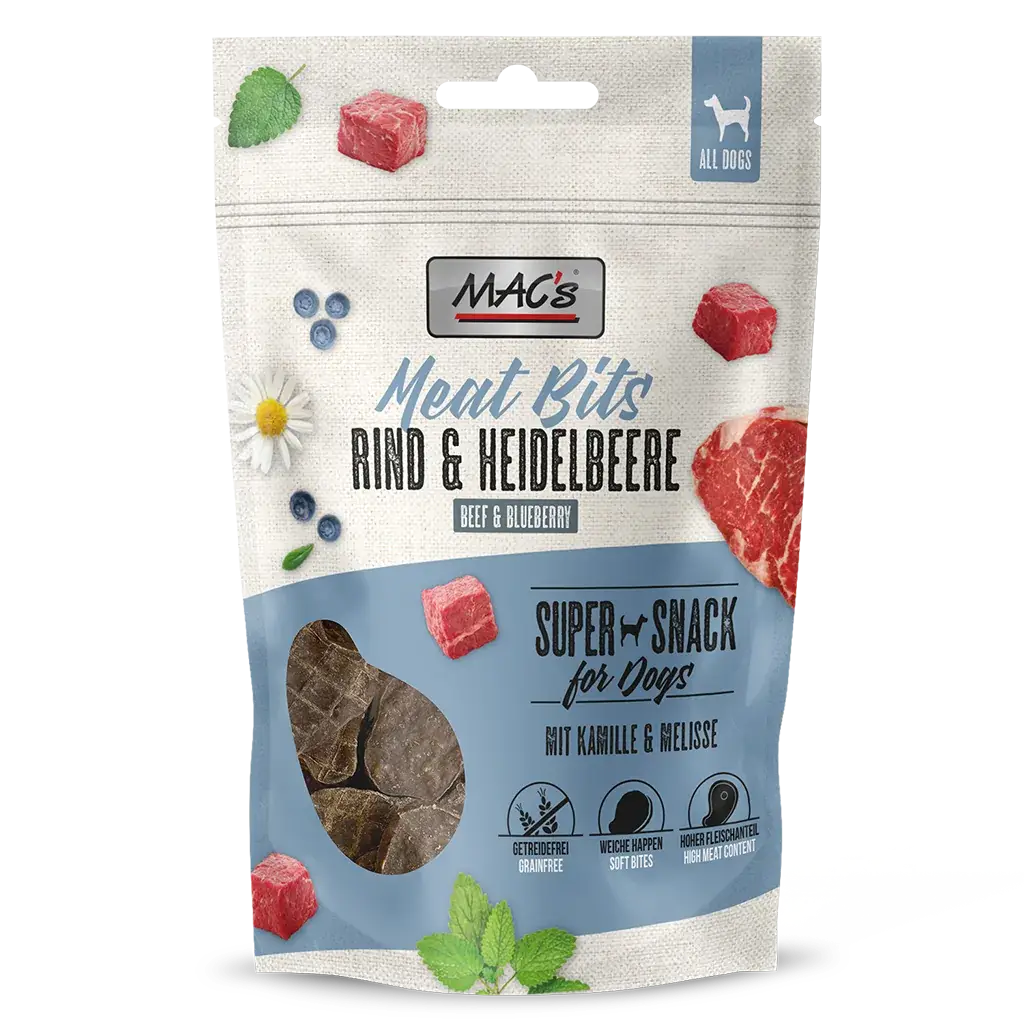 MAC's Dog Meat Bits Rind & Heidelbeere 90g