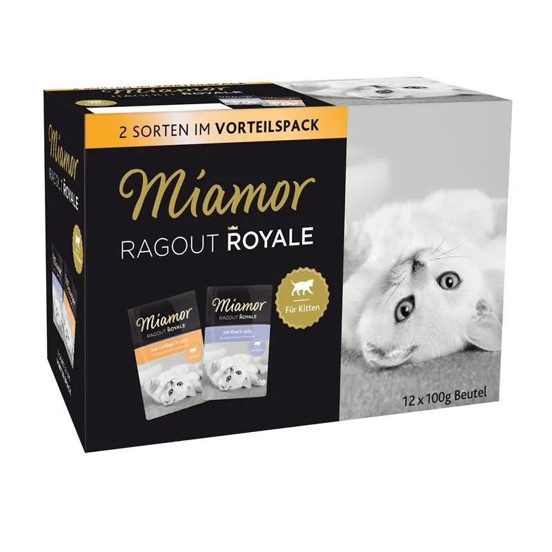 Miamor Ragout Royale in Jelly - Multibox Kitten in 2 Sorten (Rind, Geflügel) 12x100g