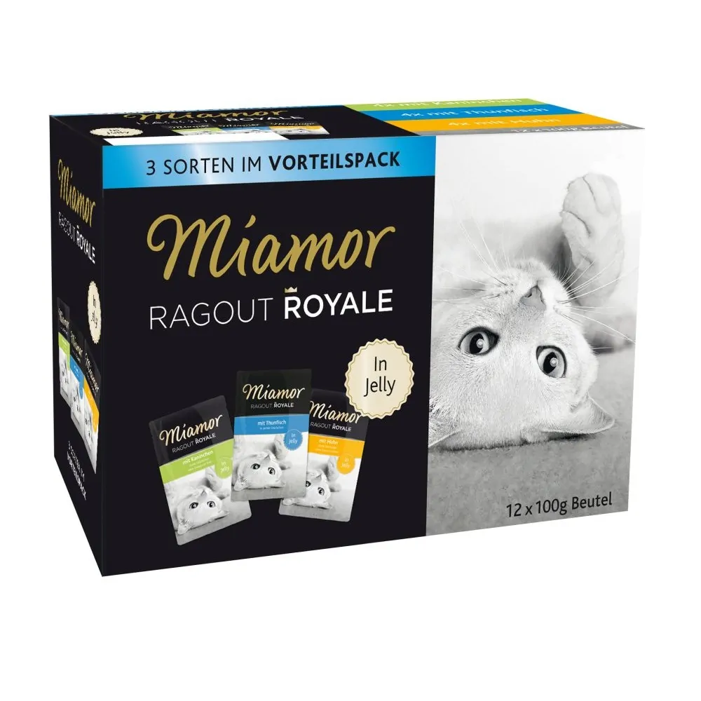 Miamor Ragout Royale in Jelly - Multibox Adult in 3 Sorten (Huhn, Thunfisch, Kaninchen) 12x100g