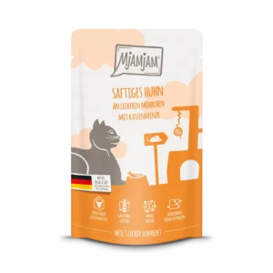 Mjamjam - Quetschie saftiges Huhn an leckeren Möhrchen mit Katzenminze