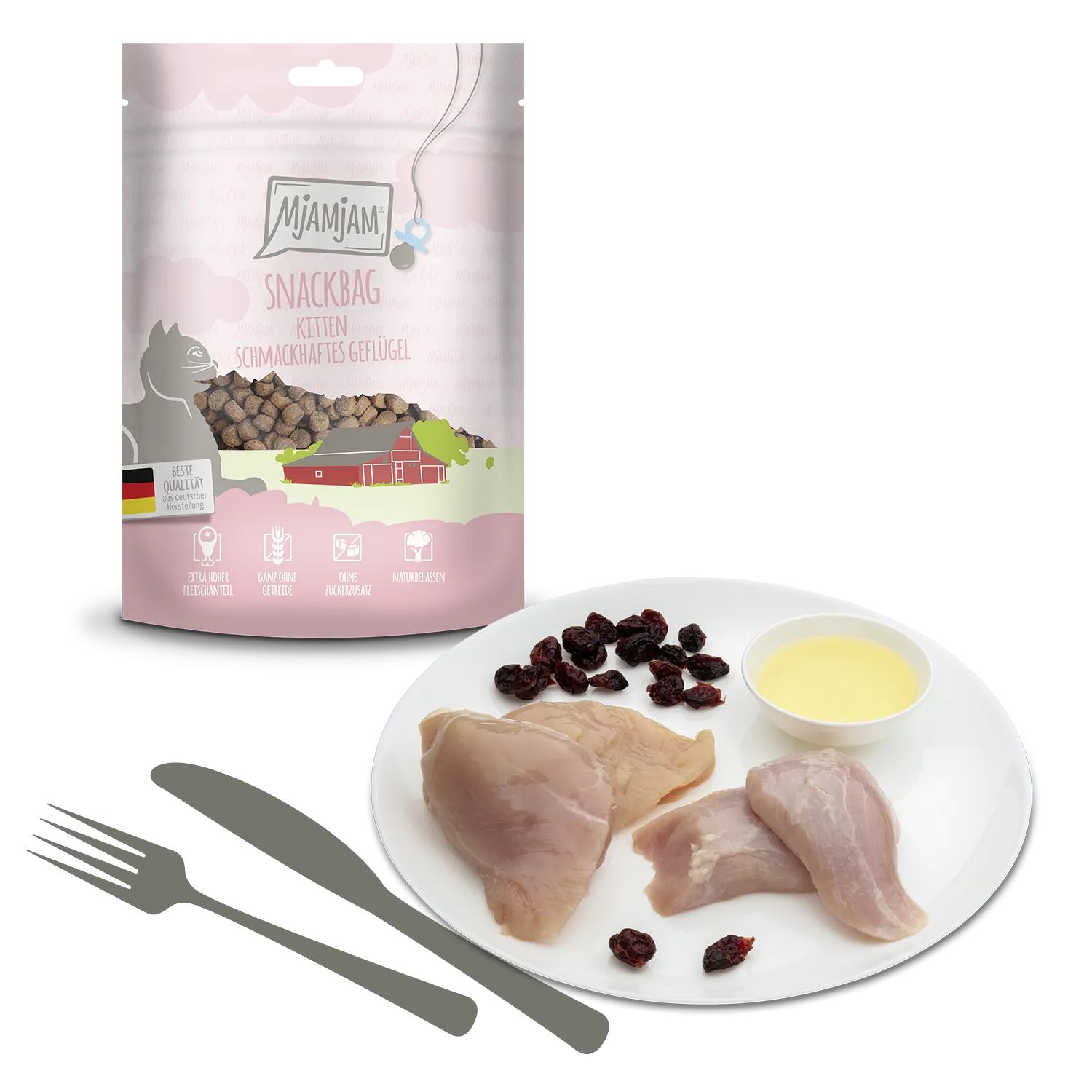 Mjamjam - Snackbag Kitten - schmackhaftes Geflügel 125g – Bild 2