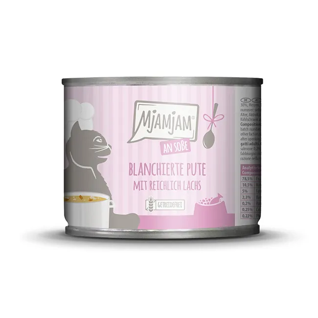 Mjamjam - blanchierte Pute mit reichlich Lachs an Soße