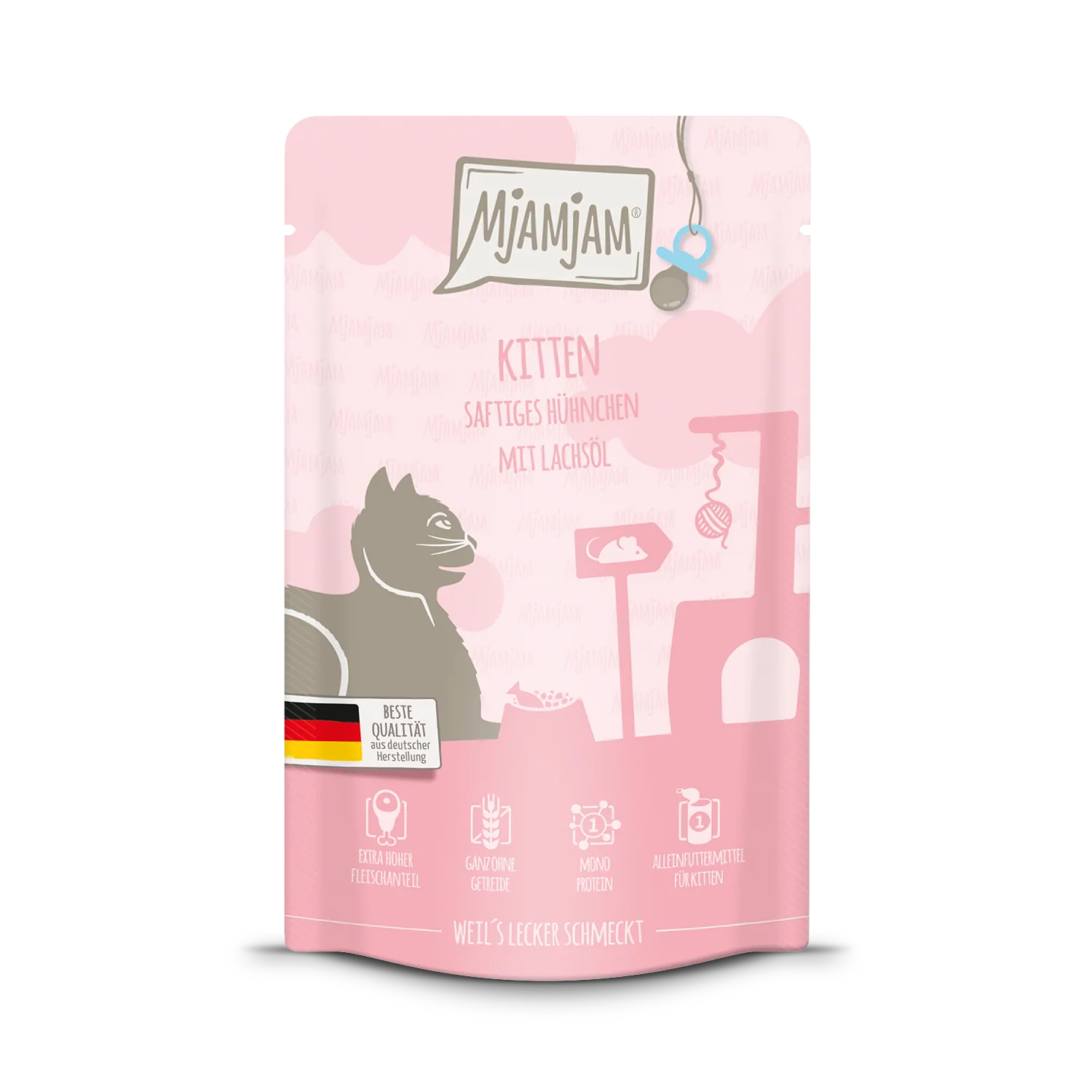 Mjamjam - Quetschie Kitten saftiges Hühnchen mit Lachsöl 125g