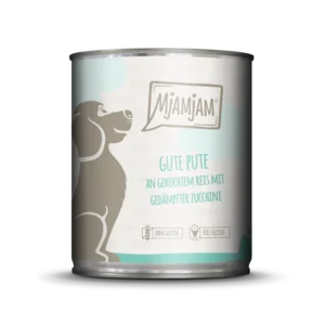 Mjamjam Dog - gute Pute an gekochtem Reis mit gedämpfter Zucchini - 800g