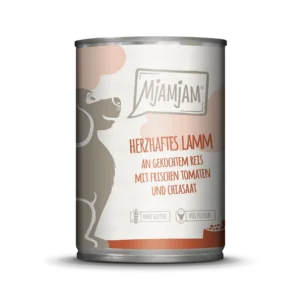 Mjamjam Dog - herzhaftes Lamm an gekochtem Reis mit frischen Tomaten