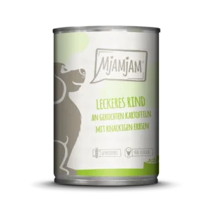 Mjamjam Dog - leckeres Rind an gekochten Kartoffeln mit knackigen Erbsen
