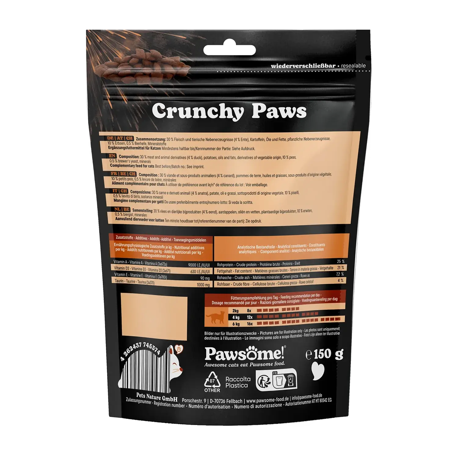 Pawsome!® Crunchy Paws Ente 150g – Bild 3