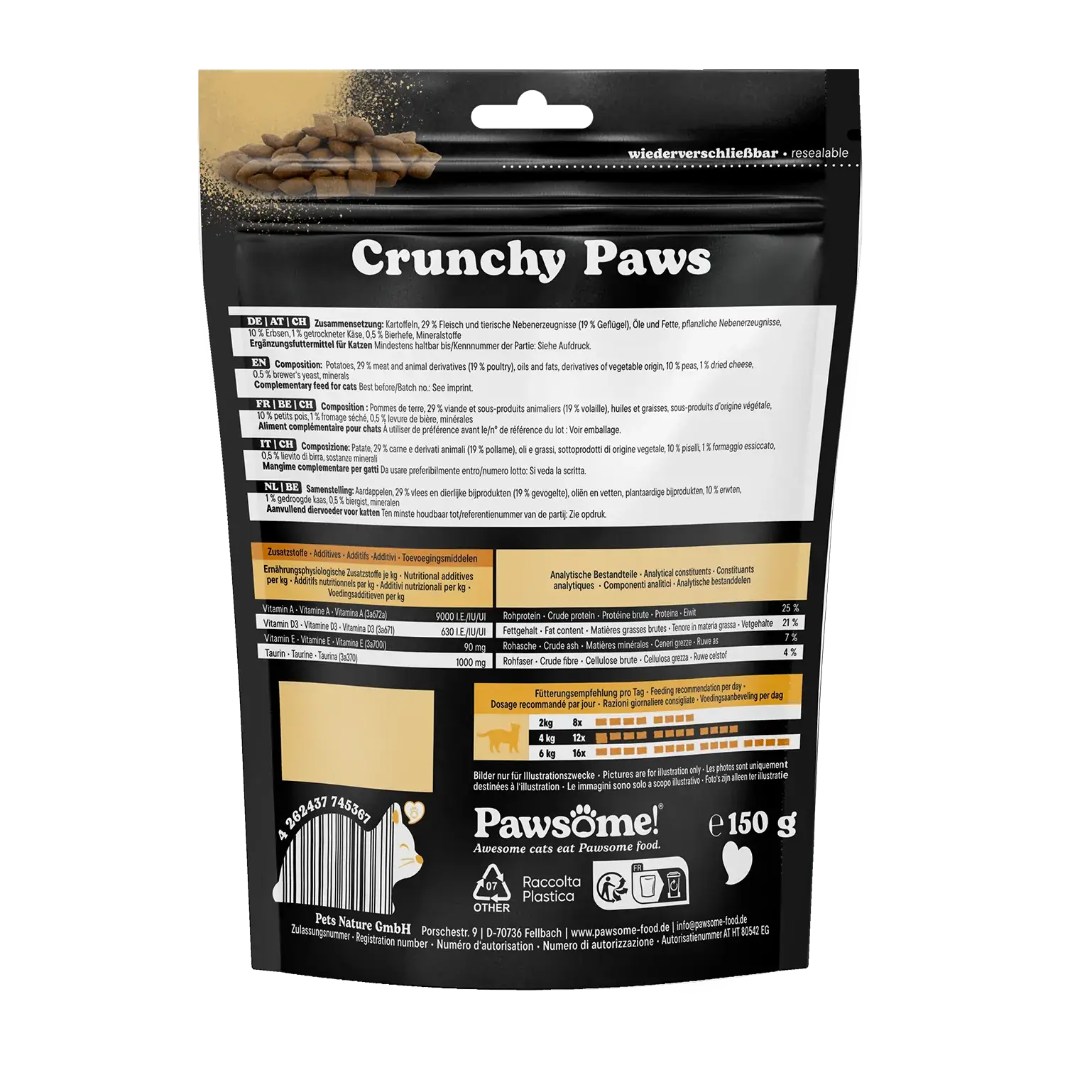Pawsome!® Crunchy Paws Geflügel & Käse 150g – Bild 3