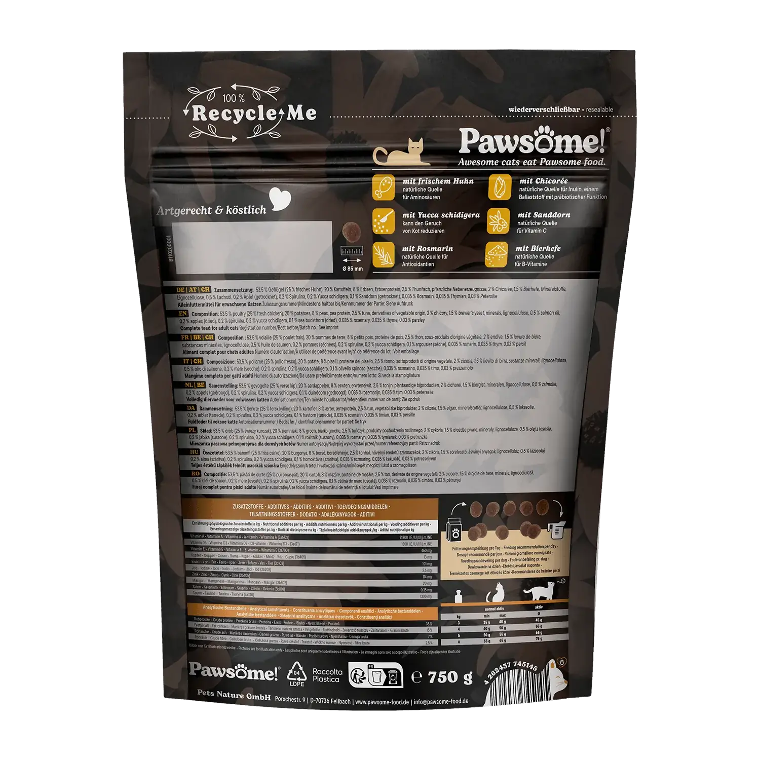 Pawsome!® Fresh & Dry Adult Huhn 750g – Bild 3