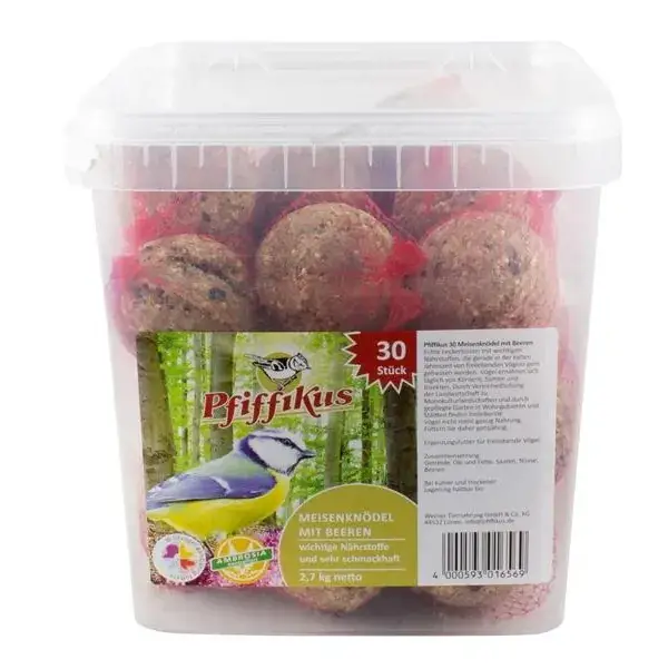 Pfiffikus Meisenknödel Beeren mit Netz im Eimer 30 Stück