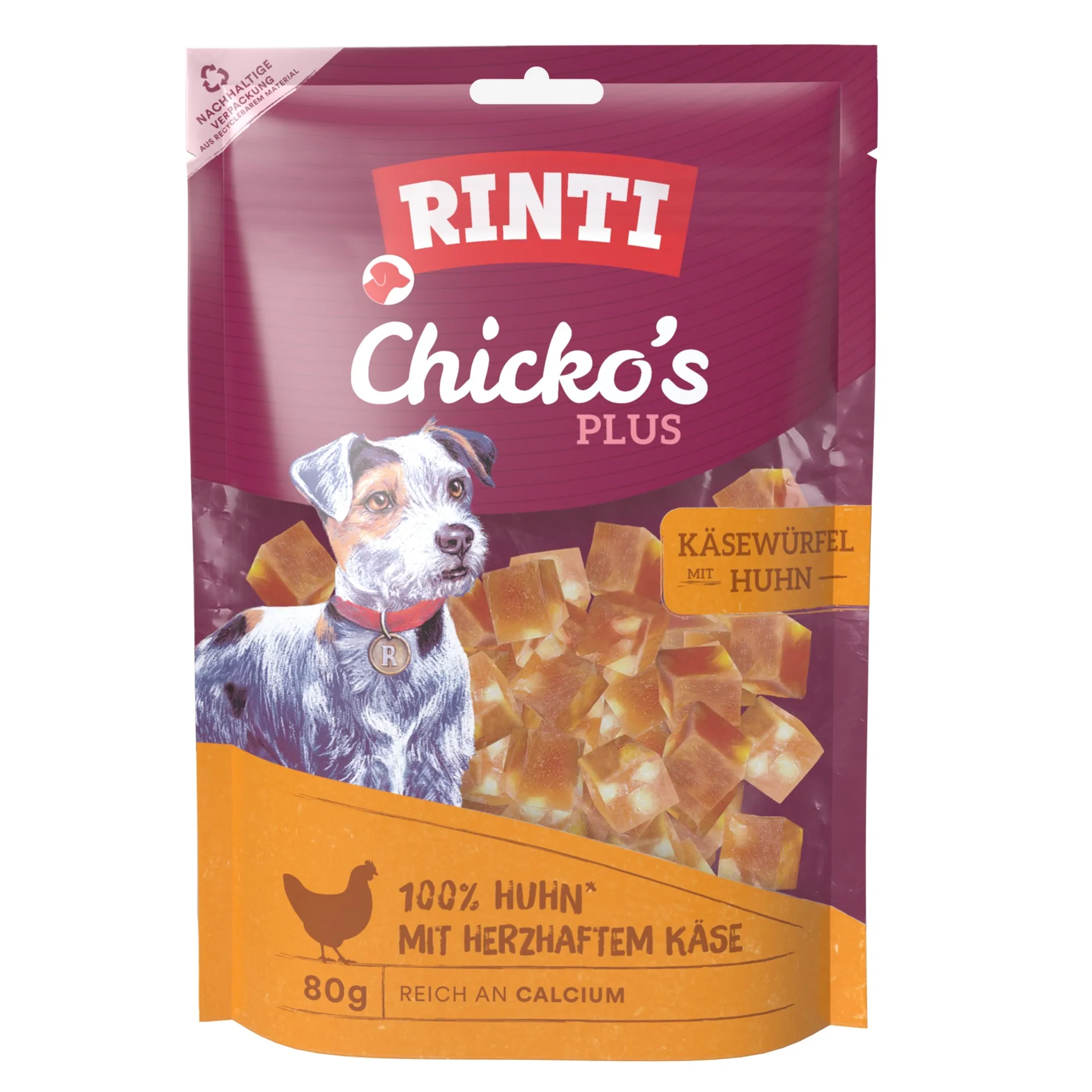Rinti Chicko Plus Käsewürfel mit Huhn