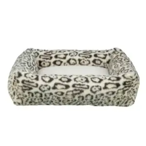 Trixie Bett Leo eckig / Kuschelbett in Leopardenoptik - 60 x 50 cm, creme