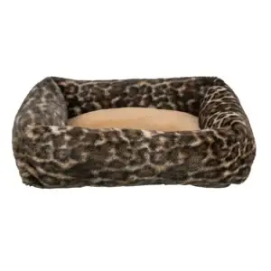 Trixie Bett Leo eckig / Kuschelbett in Leopardenoptik - 100 x 70 cm, braun