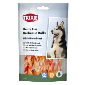 Trixie Denta Fun Barbecue Chicken Chewing Rolls, verpackt - 80g