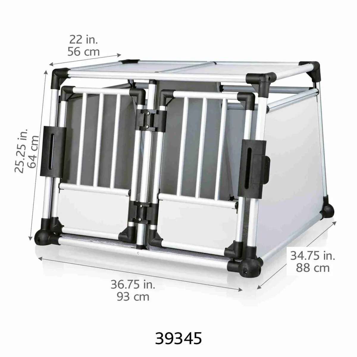 Trixie Doppel-Transportbox, Aluminium Größe M-L – Bild 2